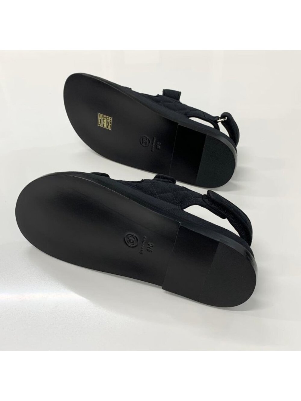 Chanel Fabric CC Logo Rhinestone Velcro Sandals - Picture 6 of 10